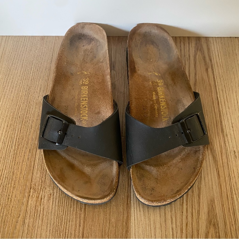 Birkenstock Black Leather one strap Sandals